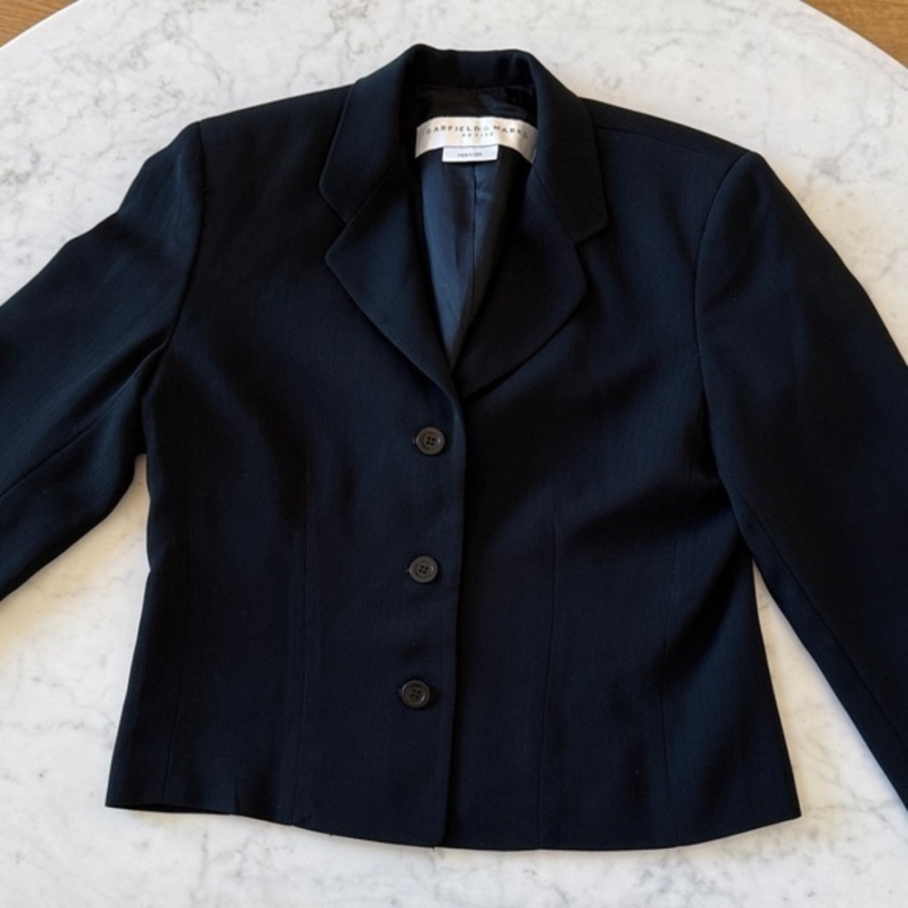 Vintage Garfield & Marks Black Blazer Petite 6 Made in USA Career Suit Jacket